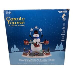 Carole Towne Ryan's Magical Sleigh Ride Carnival Snowman Christmas Village